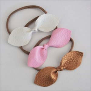Leather baby headband bow set