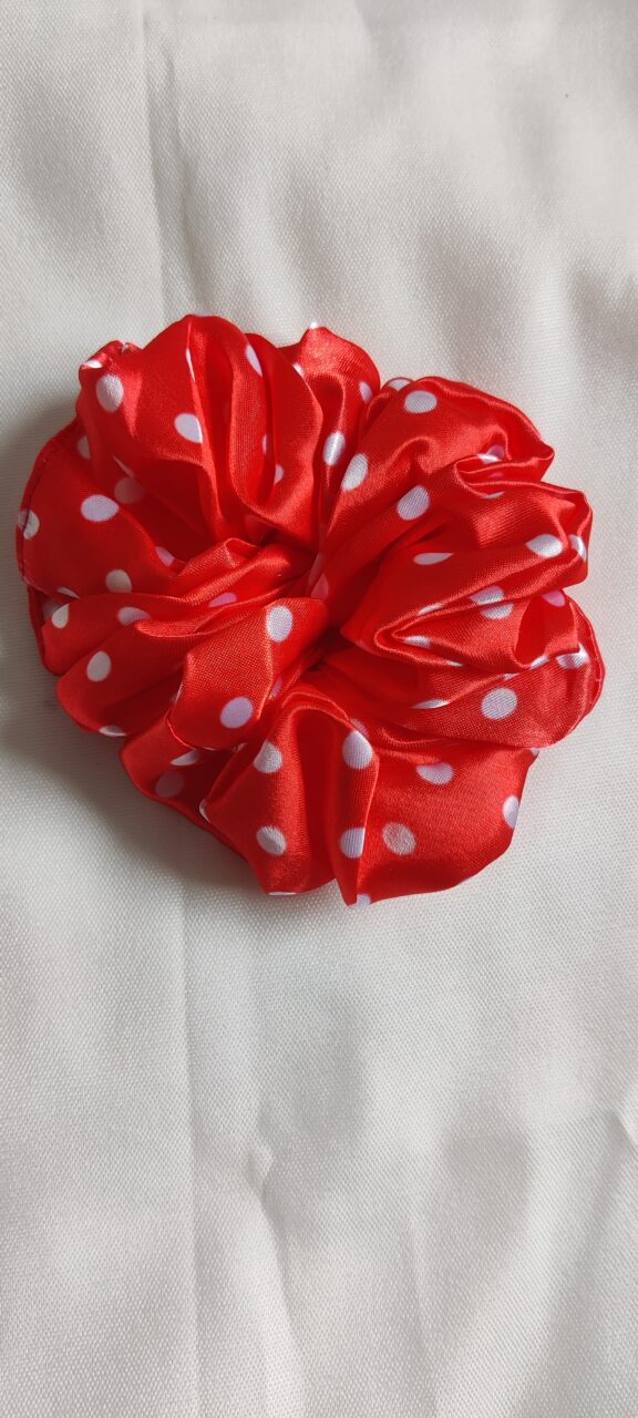 Red polka dot scrunchie